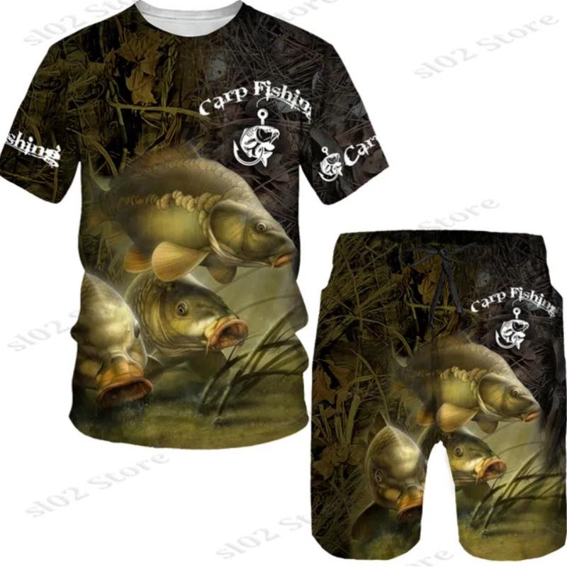 

Камуфляж Carp Fishing 3D Print Чоловіки Жінки Футболка/шорти/комплект Повсякденний вуличний одяг Harajuku Спортивний костюм Відкрита риболовля Полювання Одяг для кемпінгу L
