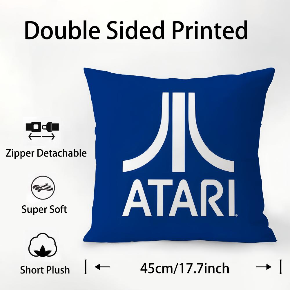 A-AtariS Game Logo Pillow Case Plush Fabric Soft Double Sided Print Sofa Cushion Cover Throw Pillow Covers