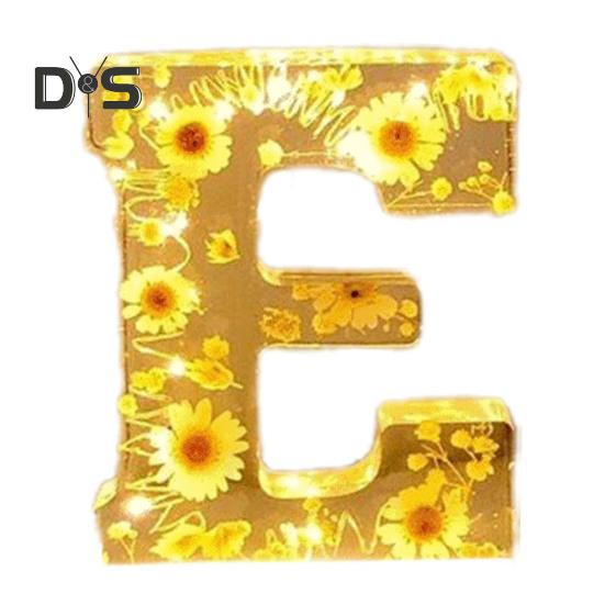 

Цветочный смоляной ночник, прессованные цветы ручной работы в смоляных буквах, лампа, настольный декор, светящиеся цветочные буквы, подарок для мамы, жены E