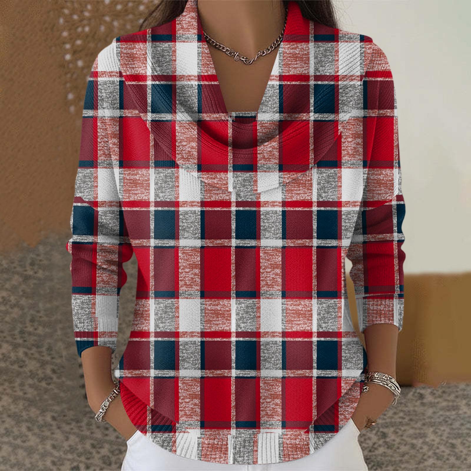 Женский повседневный и модный свитер с круглым вырезом длинными рукавами и принтом XL красный 2090₽