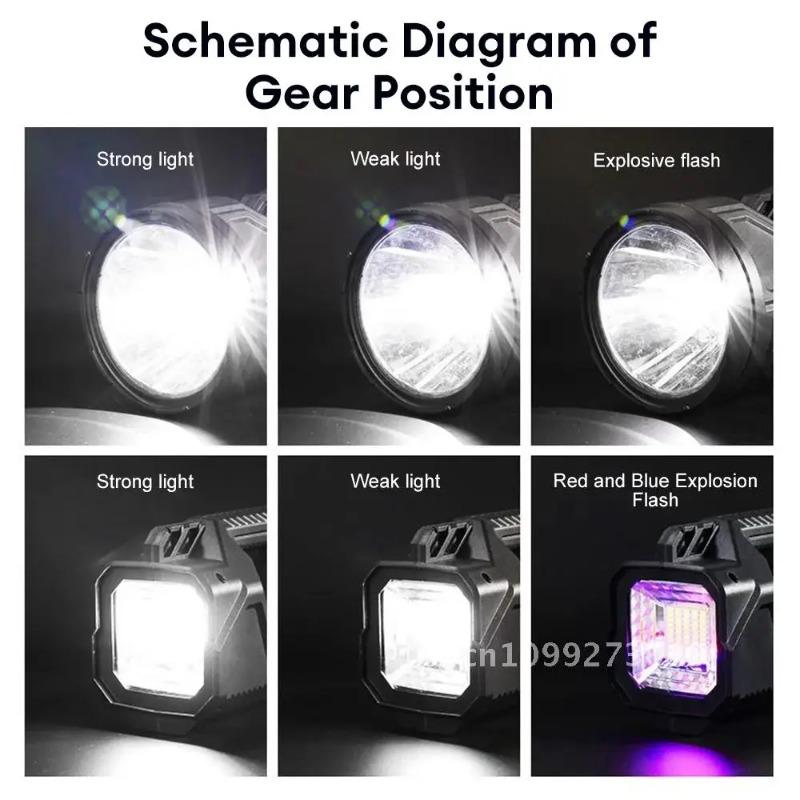 Powerful XHP70 LED Work Light USB Rechargeable Searchlight Handheld Flashlight Spotlight Waterproof Camping Light Lantern