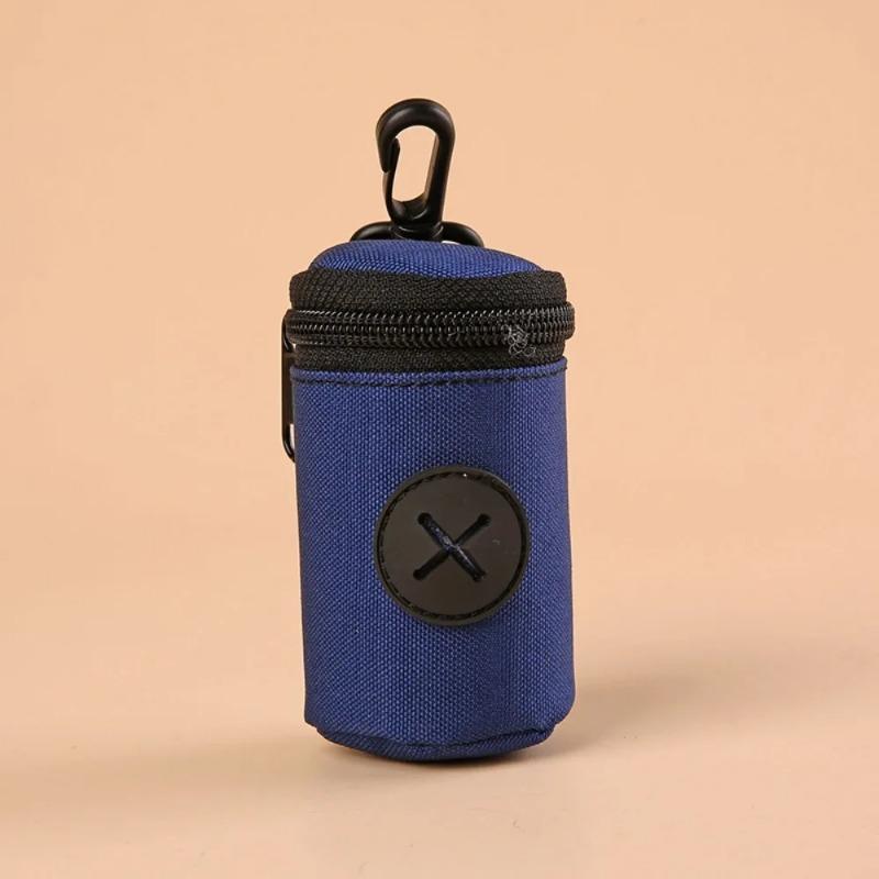 

Подвесной диспенсер для собачьих какашек на молнии, держатель для мусорных мешков для собак, симпатичный портативный органайзер для мусорных мешков, товары для животных темно-синий
