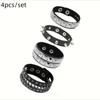 Gotisches Harajuku Nietenarmband Schwarzes Pu-Lederarmband Für Damen Herren Vintage Punk Breite Armreifen Schmuck