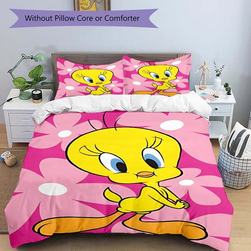 3pcs Tweety Bird Cover Set,Soft Comfortable Duvet Cover,Guest Room (1*Duvet Cover + 2*Pillowcases, Without Core) yy251024022