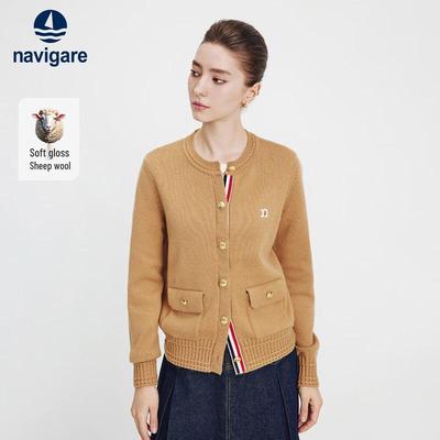 Women's Crew Neck Knitted Cardigan