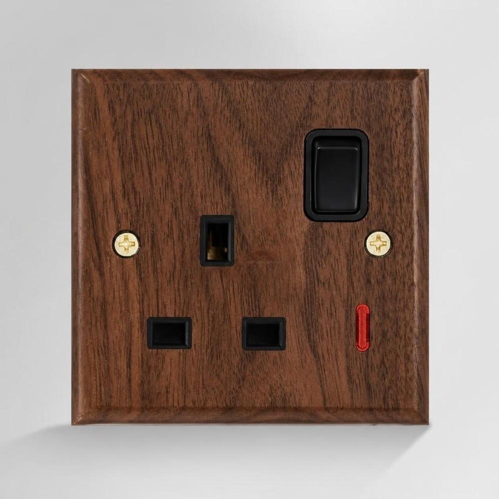 86 Type Wall Light Switch Panel Walnut Wood Brass Lever Wall Switch  Cafe Renovation