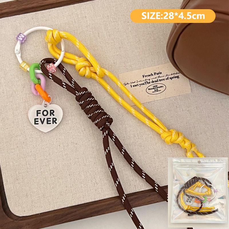 Creative Ins Style Braided Colorful Rope Keychain Trendy Bow Keyring For Girls Bag Pendant Backpack Hanging Decoration