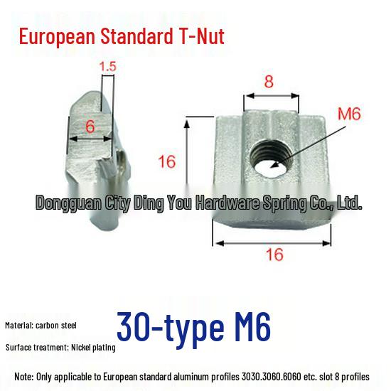 Industrial T-Slot Stainless Steel Slider Nut for 20/30/40 Aluminum Profiles, Square Nuts M3-M8