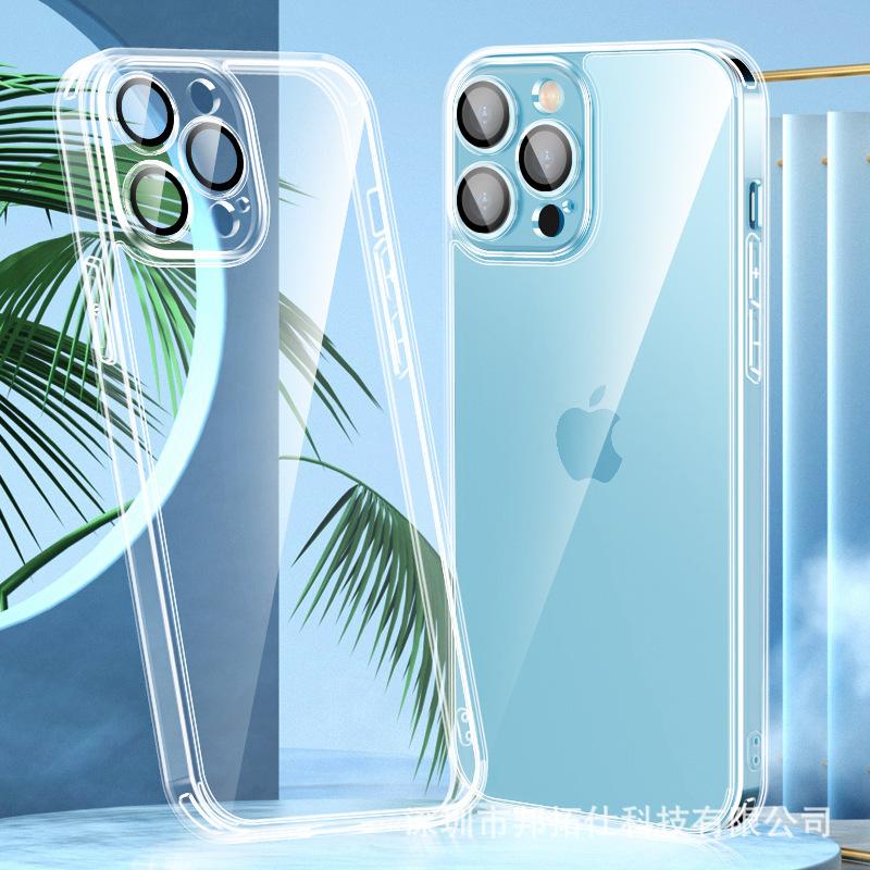 Apple 15 Pro Max Hülle aus gehärtetem Glas mit Objektivfolie - Transparente Augenschutzhülle mit feinen Löchern