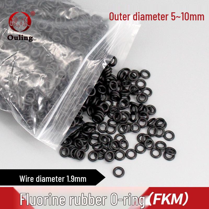 Black Wear-Resistant Fluororubber O-ring, OD 5-10mm*1.9mm OD 5*1.9mm (10 pcs) Black Fluororubber O-ring