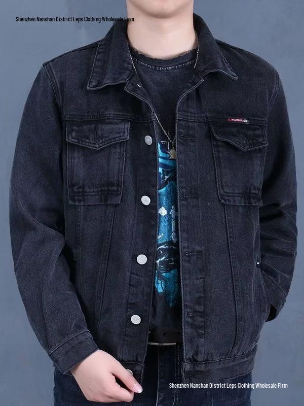 Veste en jean rétro pour homme - Streetwear décontracté Printemps/Automne, Col rabattu polyvalent, Style workwear élégant.