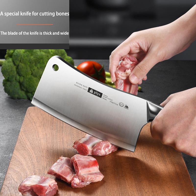 High-grade stainless steel kitchen knife, home imitation wood handle chef's sharp bone knife - new Seiko butcher's bone knife