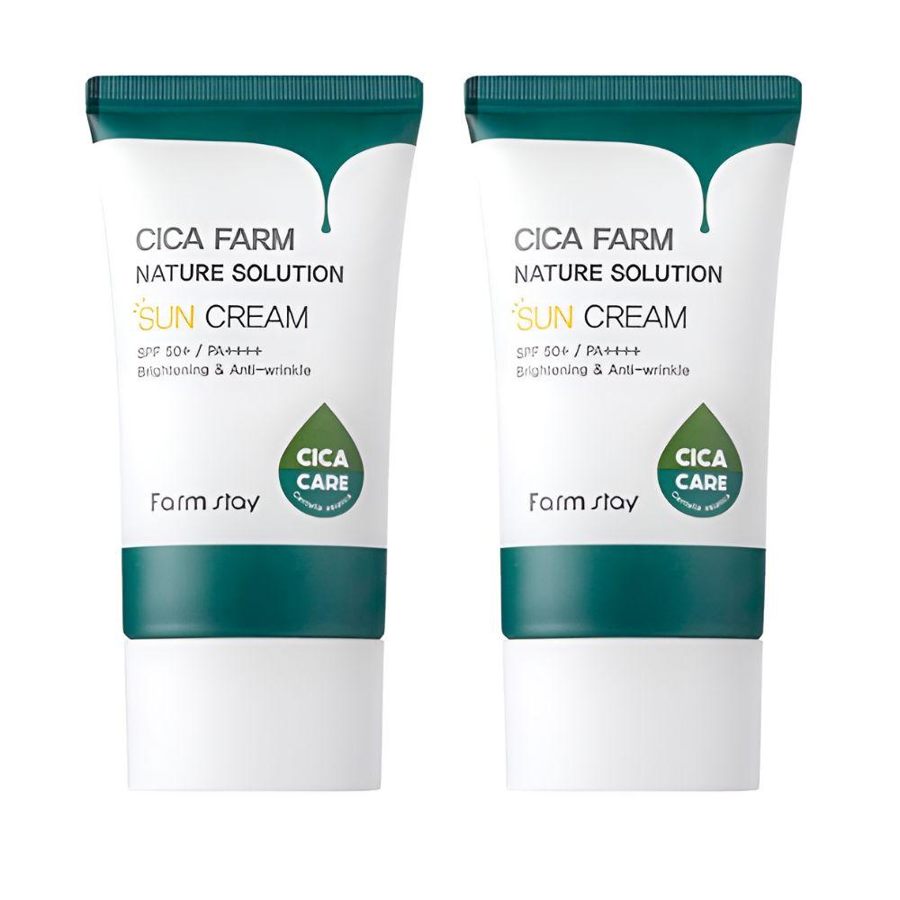 

Farmstay Cica Farm Nature Solution Sun Cream SPF50+ PA++++ Soothing UV Protection Sunscreen 50g x 2