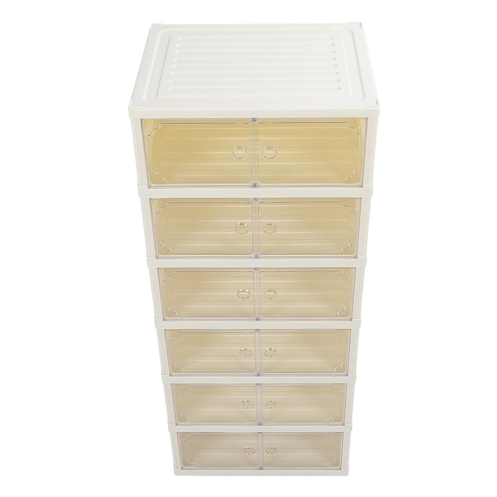 Foldable Shoe Box Double Row Dustproof Thickened Stackable Shoe Container with Transparent Magnetic Lid for Clothes Toys