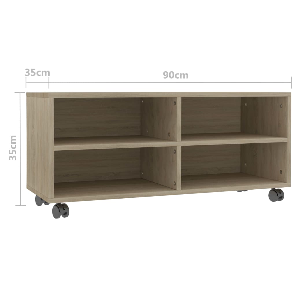 Fernsehschrank Mit Rollen, Mobiler Fernsehschrank, Wohnzimmerschrank, Aufbewahrungsschrank, 90x35x35 Cm