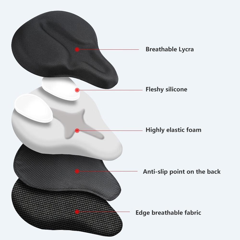 Mountain Bike Seat Cover Thickened and Widened Foam & Gel Padded Bicycle Saddle Cushion for Men Women Comfort Exercise Cover