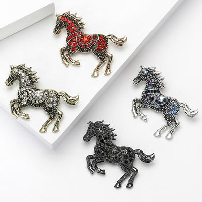 Creative Rhinestone Horse Brooches Party Favors  Animal Lapel Pins Horse Head Brooches  Chinese New Year Couple  Gift