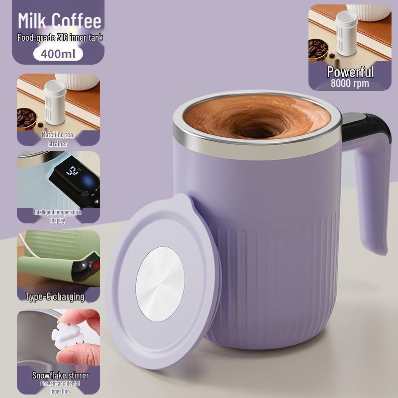 2026 Electric Mixing Mug with Temperature Display – Perfect for Coffee, Smoothies, Tea, and Travel.