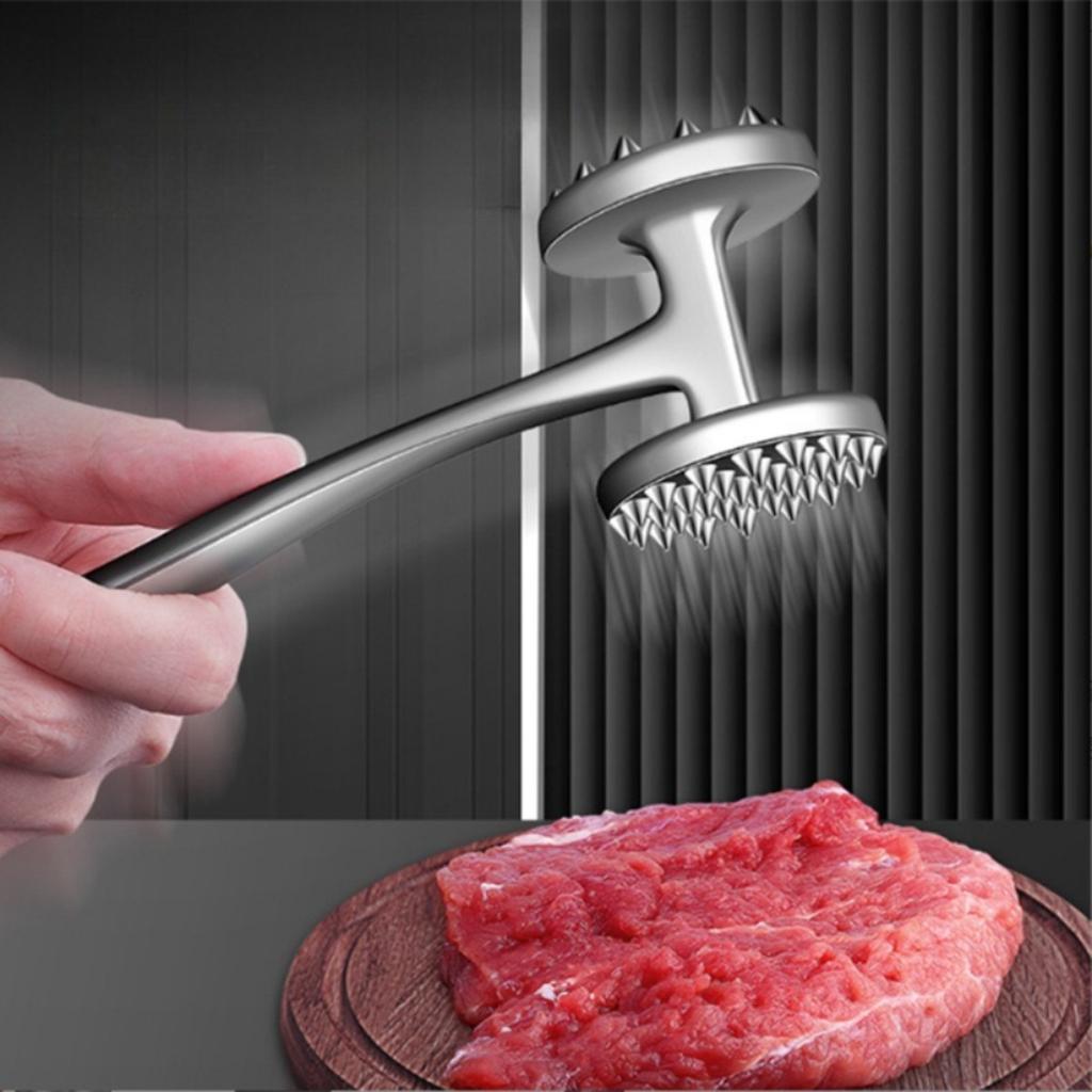 Legierung Fleischklopfer Hammer, Doppelseitiger Küchenfleischklopfer, Steakklopfer mit rutschfestem Griff, Robuster Fleischklopfer