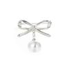 Elegant Simple Bow Brooches Women Bowknot Pin Pearl Pendant Safety Lapel Pins Wedding Jewelry Body Accessories Creative Brooche