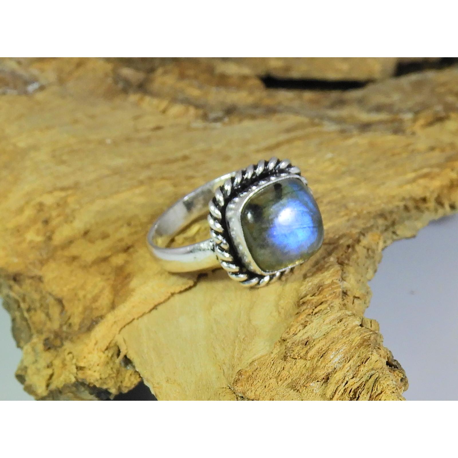 

Natural Blue Labradorite Gemstone 925 Solid Sterling Silver Ring Size US-7 PG-140