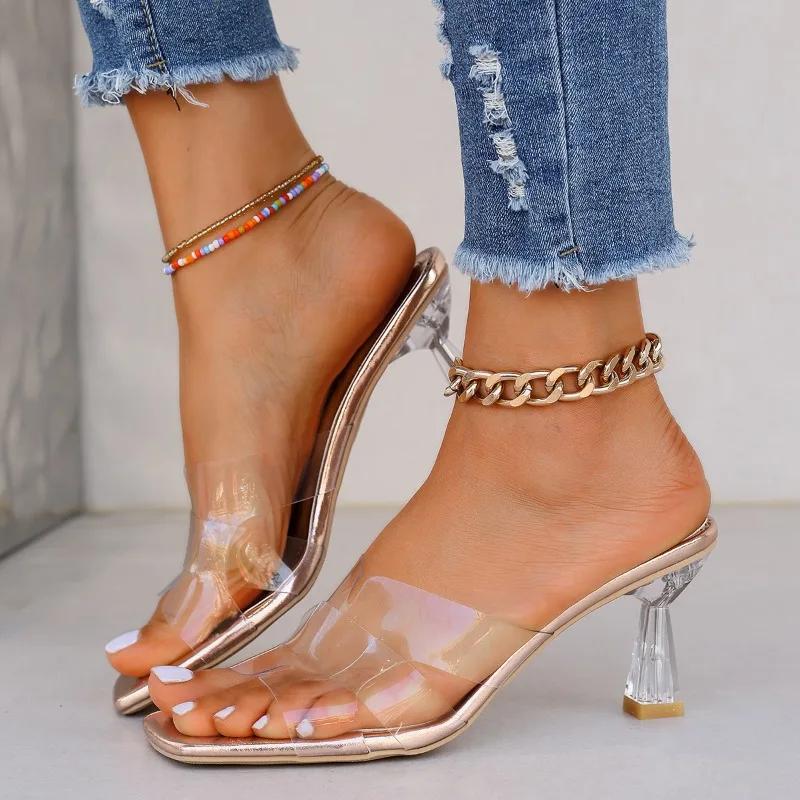 Módní dámské boty 2024 Vysoce kvalitní slingbacky Dámské pantofle Módní mělké moderní pantofle Nové boty na podpatku s otevřenou špičkou Dámské Zapatos Mujer