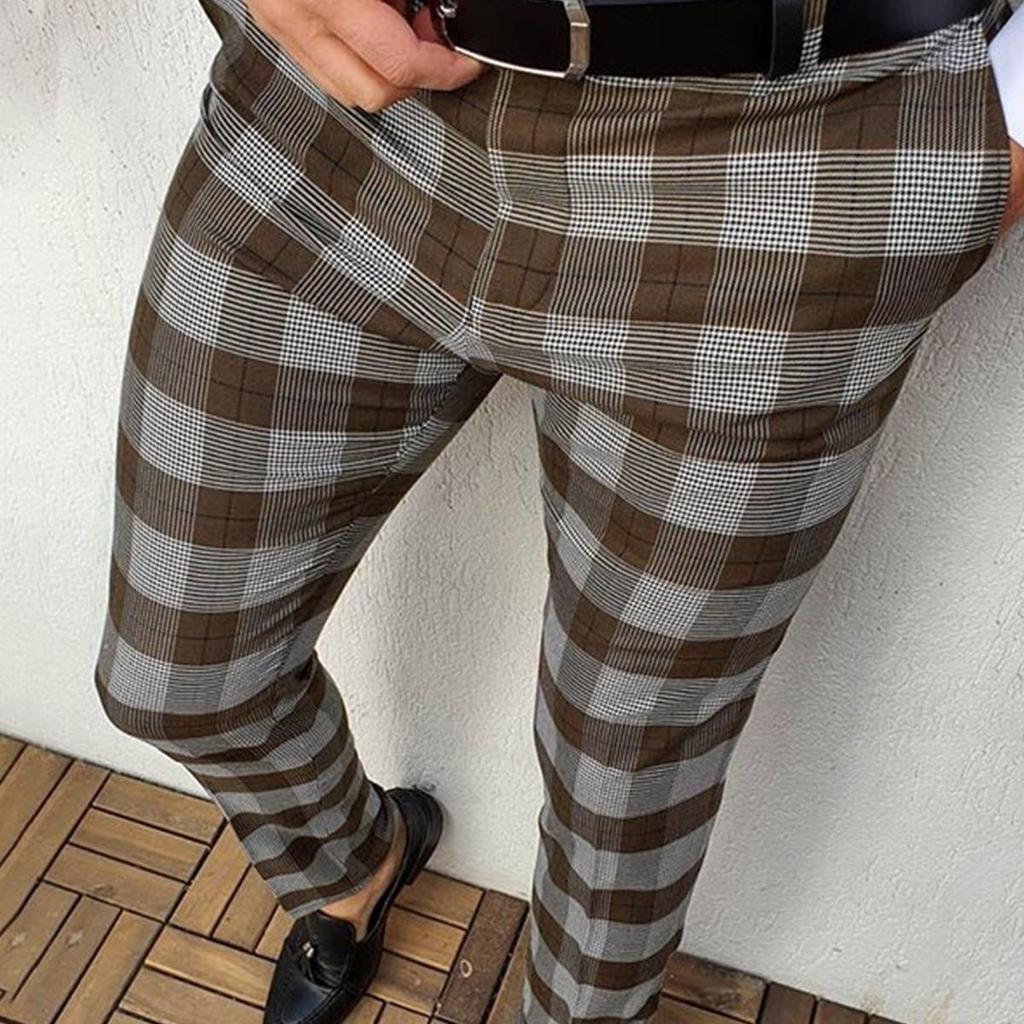 Men's Plaid Print Casual Trousers - Spring/Summer European & American Style