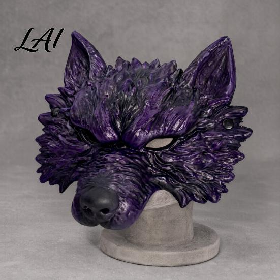 Full Face Wolf Mask for Adults Halloween Mask Embossed Werewolf Cosplay Party Atmospheric Costume Gear Adjustable Strap Animal Adults Trick