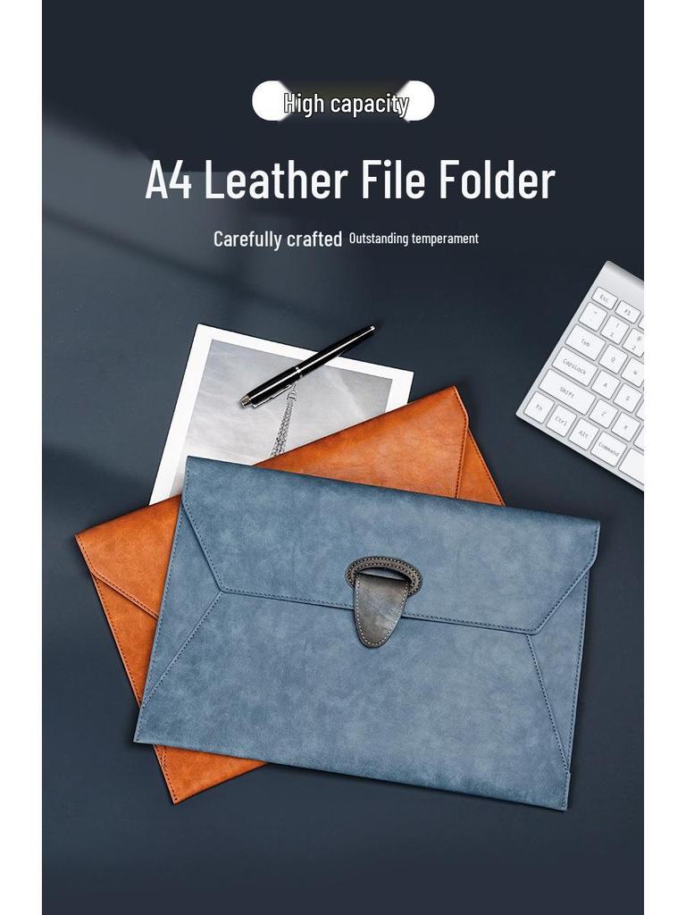A4 Waterproof Leather Business Document Bag - Customizable Minimalist Briefcase with Logo Printing