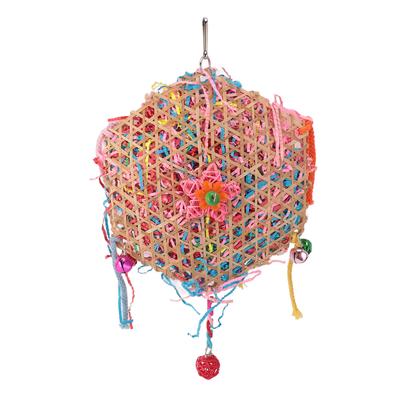 Parrot Chew Toy Bamboo Cage Hanging Toys Bird Shredding Foraging Toys for Finches Lovebirds Conures