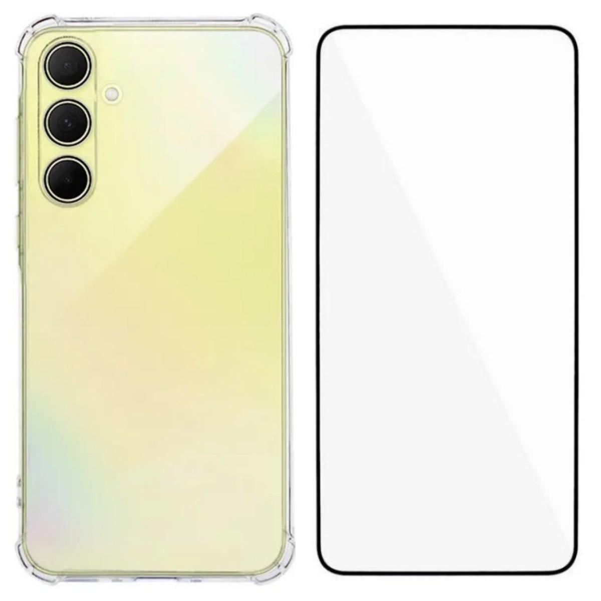 

Для Samsung Galaxy A24 4G (162,1 x 77,6 x 8,3 мм) Чохол TPU WANLONFENG серії WL3 1,5 мм Чохол для телефону з плівкою із загартованого скла Transparent