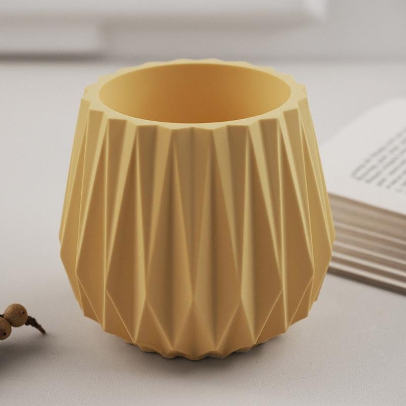 Artistic Silicone Planter Creating Mold DIY Concrete Faceted Pots Candle Holder Mold for Home Decors Enthusiasts