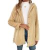Hooded Coat: Women's Plush Irregular Button Solid Color - 77 Available