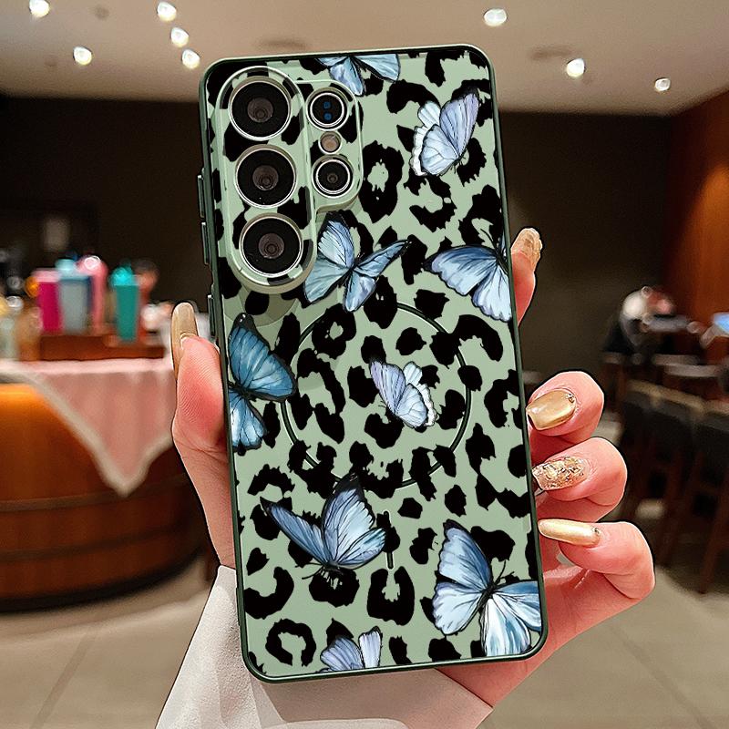 Creative Leopard Print Case For Samsung S26 Ultra S25 Edge S24 Plus S23 FE A15 A16 A17 A35 A36 A37 A54 A55 A56 A57 5G Hybrid TPU+PC Magnetic Cover