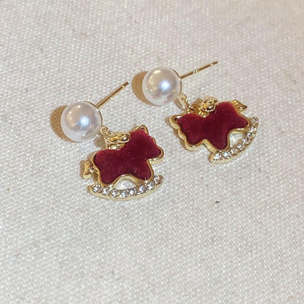 Sweet Pony Pearl Earrings Cute Earrings for Women Delicate Ear Studs  Gifts