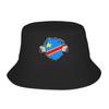 Stylish Republic Of Congo Congolese Flag Bucket Hat For Teen Lightweight Bob Hat Vocation Cap