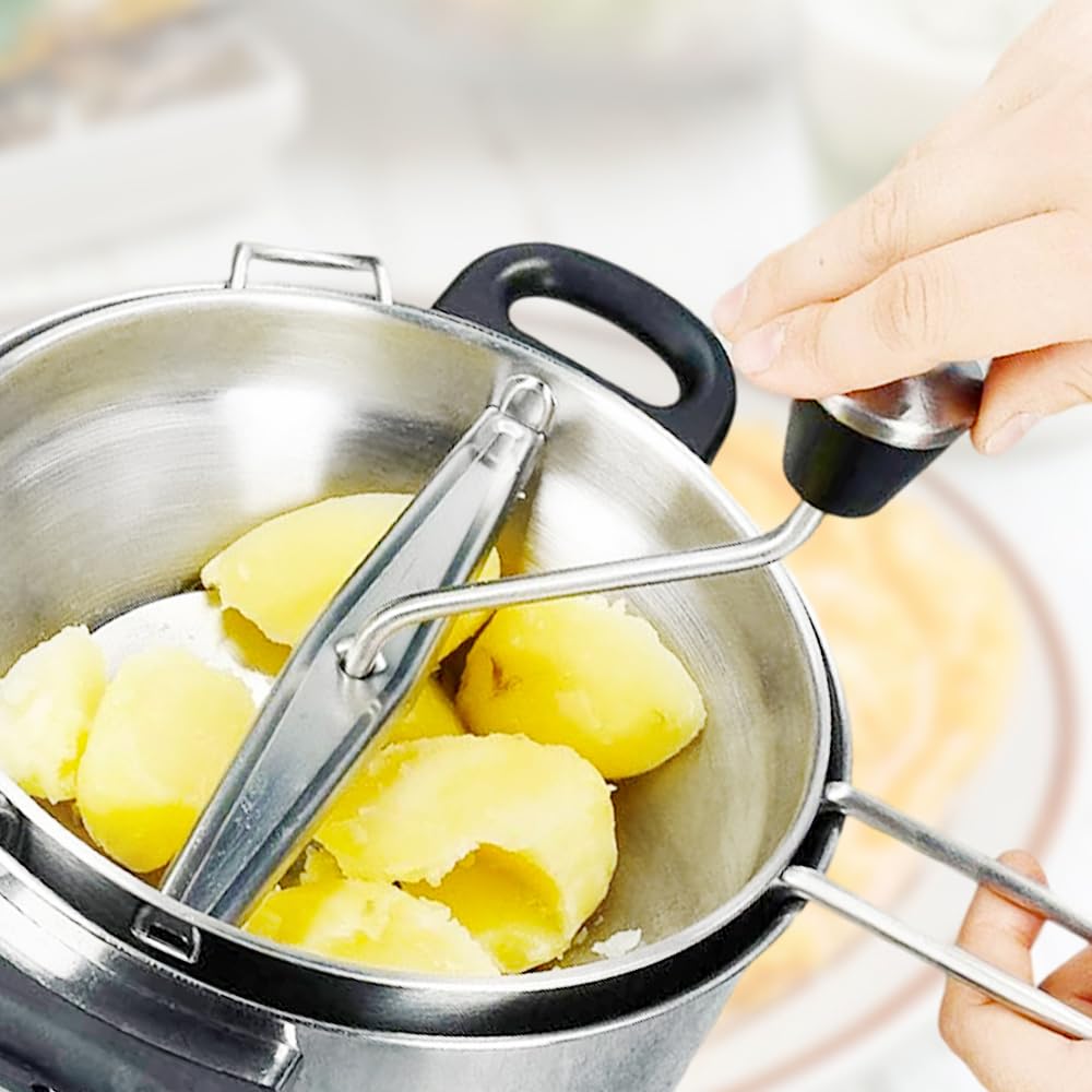 Stainless Steel Potato Masher, Potato Chopper, Mincing Potato Ricer, Manual Potato Squeezer, Fruit and Vegetable Masher, Juicer, Food Strainer, Multif