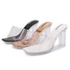 Sandals Women's Summer Silver Outer Slippers Comfortable Simple Temperament Crystal Thick Heel Transparent High Heels