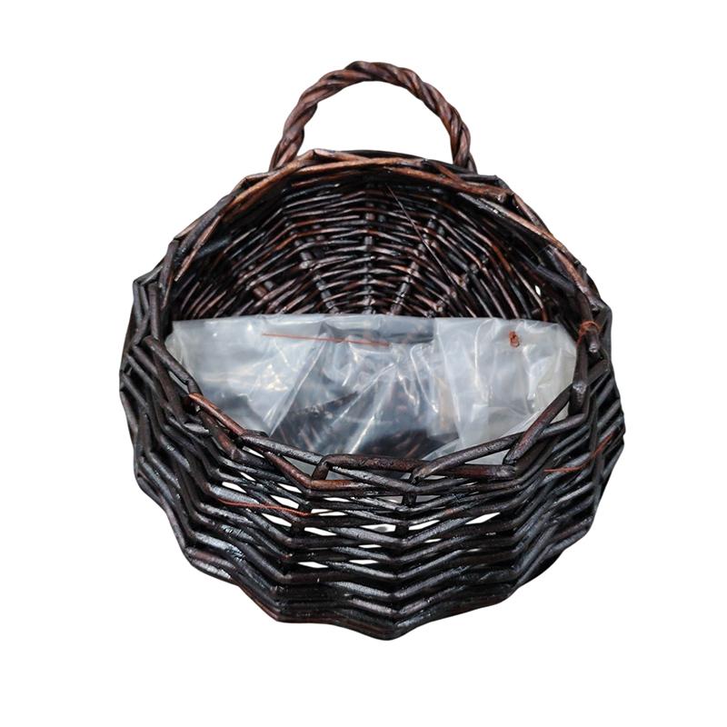 Væghængende Planteplante Blomsterpotte Håndlavet Fletkurv Rattan Kurv Boligindretning