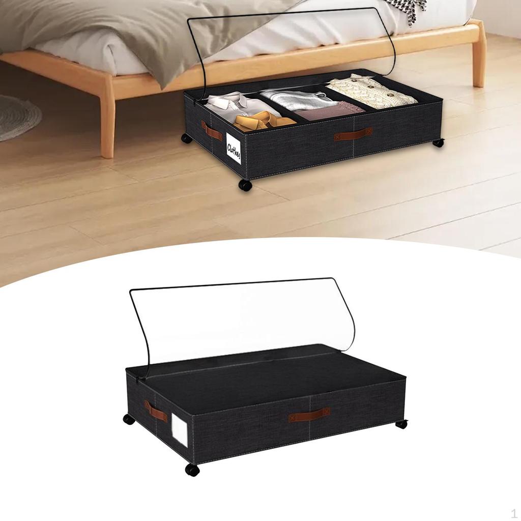 Aufbewahrungsbox unter dem Bett Praktisch mit Deckel Groß für Buch Schuhe Decke schwarz 1 Stück