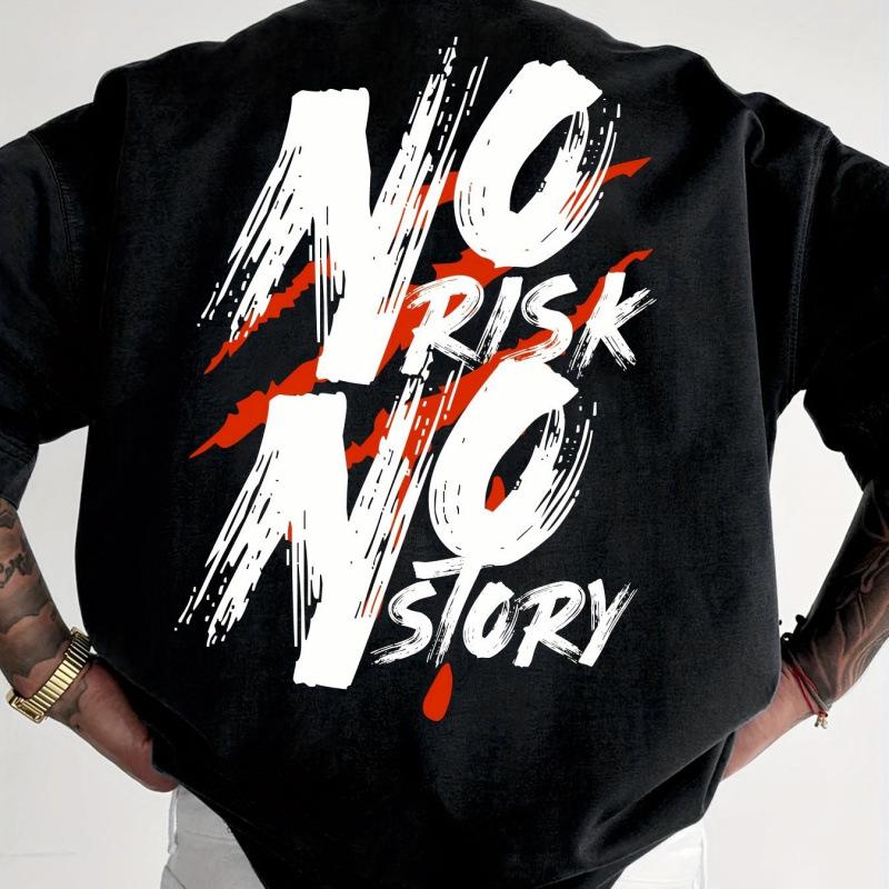 Men's Risk-Free Bold Print Casual Streetwear T-Shirt - Graphic Design