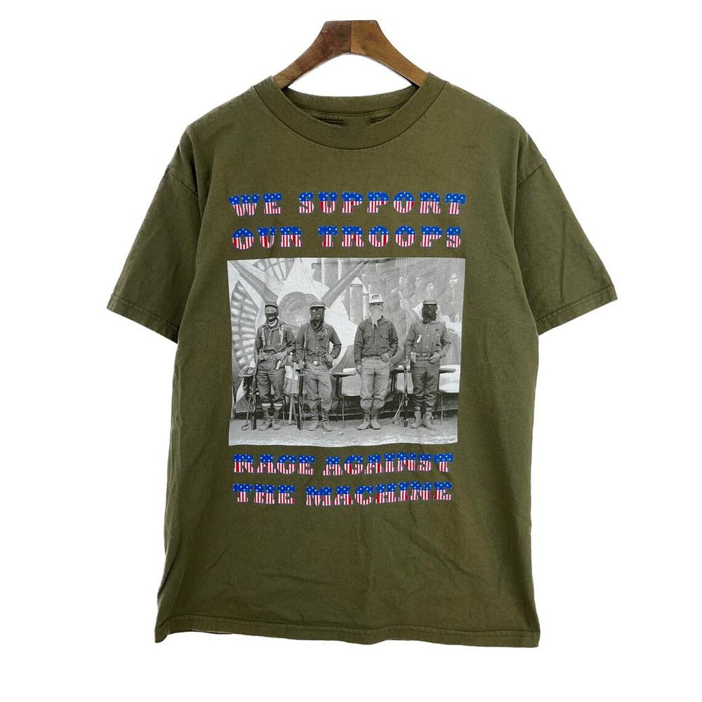 Rage Against The Machine Поддержим наших солдат Зеленая Футболка Полный Размер S-5XL BE2498 Унисекс Футболка M