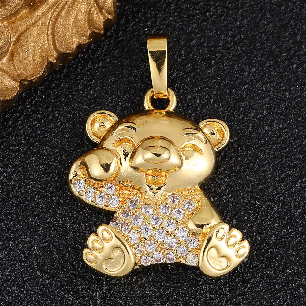 Women's Gold-Plated Bear Necklace with Zircon and Titanium Steel Clavicle Chain