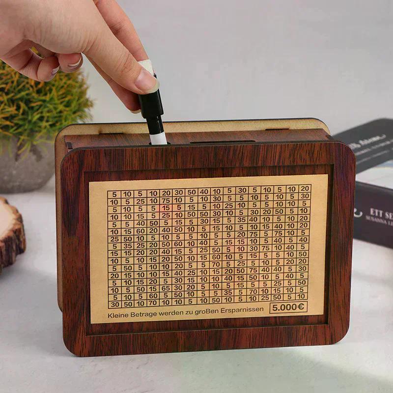 1set Wooden Piggy Bank Money Container for Cash Saving Treasure Coin Case in 1000/5000/10000 Euro Denominations
