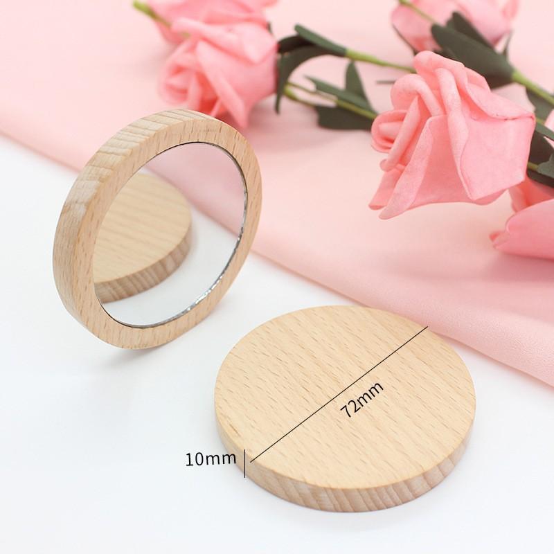 Wooden Handheld Mirror Portable Mini High-Definition Compact, Minimalist Cultural Gift for Women