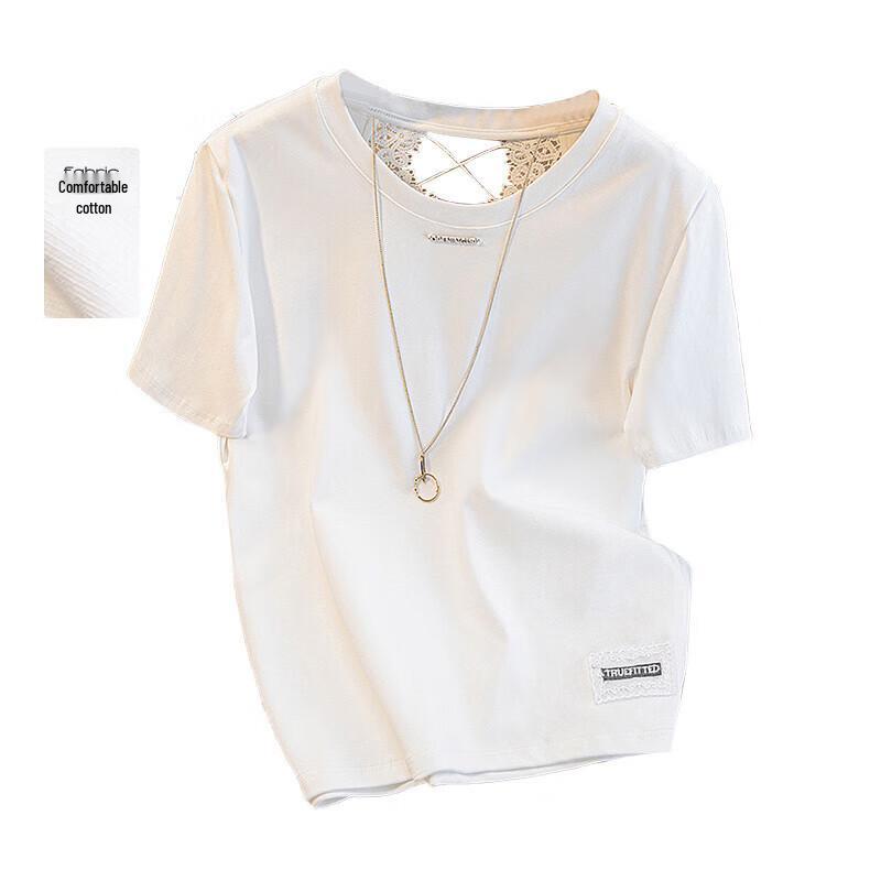 

Women s Elegant Lace Patchwork Slim Fit T-Shirt M