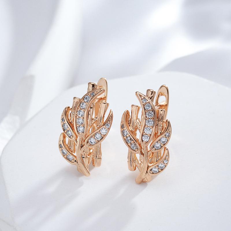 New Hollow Leaf Drop Earrings For Women  Rose Gold Color Unique Romantic Wedding Earrings Fashion Creative Jewelry