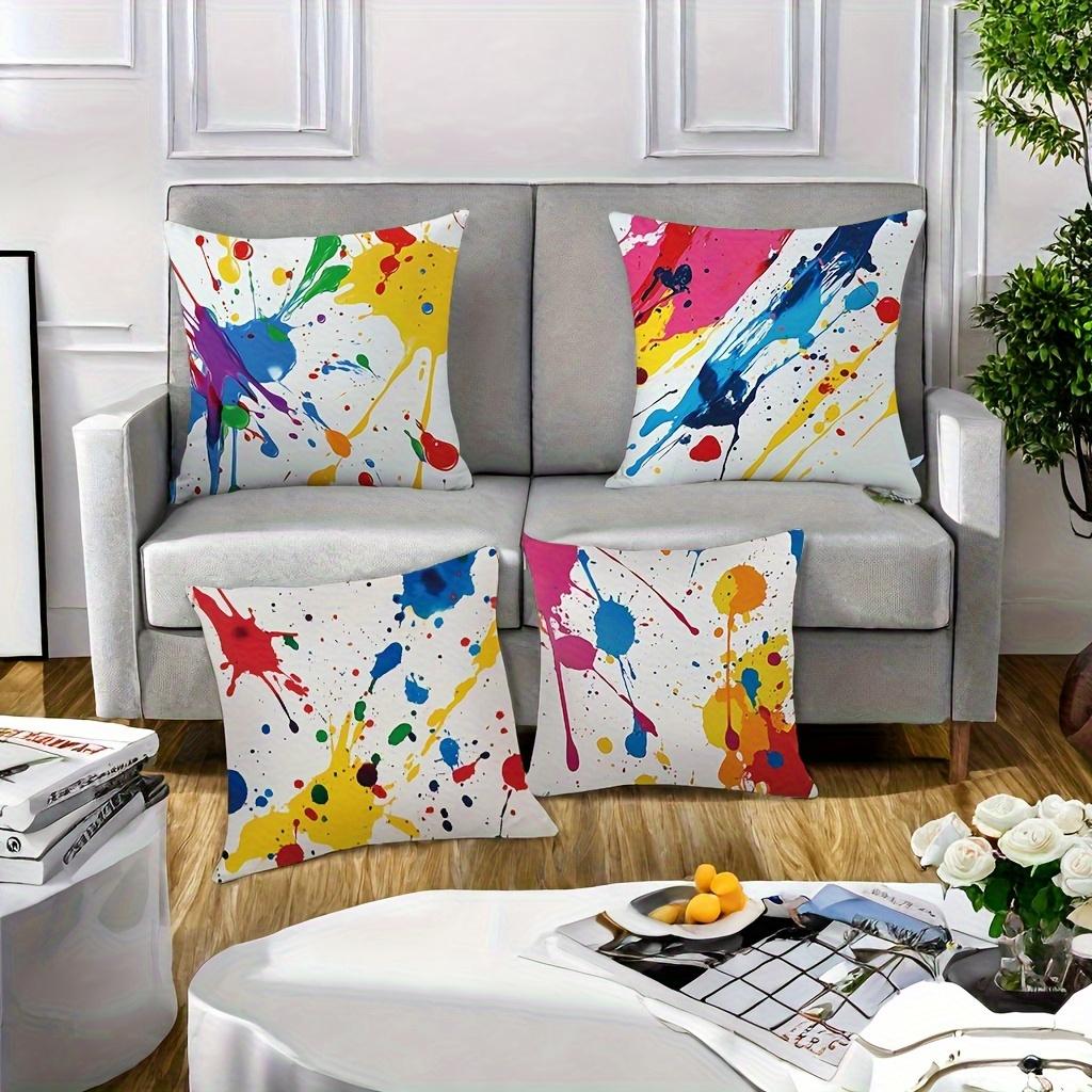 Artistic Splatter Painting Digital Printing Pillow Cover Short Plush Suitable Living Rooms Bedrooms Sofas Throw Cushion Cover