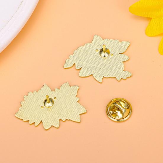 Brooch Pin Vibrant Color Peony Flower Leaves Shape Badge Clothing Decoration Sweaters Hats Bags Accessory