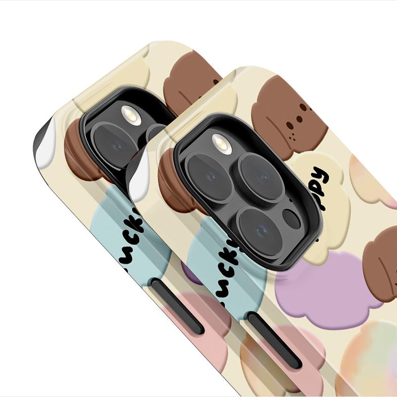 Sublimation Coated Glossy Phone Case Hard Plastic +TPU Soft TPU Shell Cute Lovely Puppies Patterned Full Protective Back Cover for iPhone Samsung